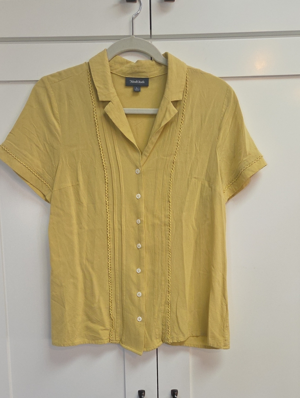 ModCloth Vintage Style Yellow Short-Sleeve Button-Down Shirt